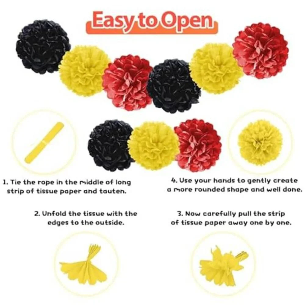 Red Yellow Black Birthday Party Decorations Balloons Banner Fringe Curtain Set